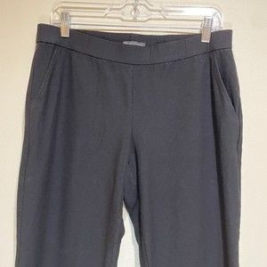 Eileen Fisher Washable Straight Leg Elastic Waist Pull On Pants Pockets Black M